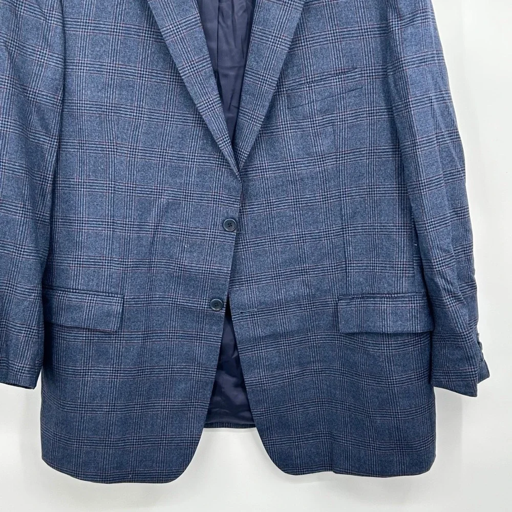 Jos. A. Bank Sport Coat Mens 50L Blue Glen Plaid 100% Wool Signature Big & Tall